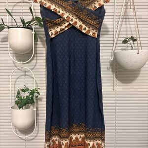 FARM Rio Blue and Cream Dress